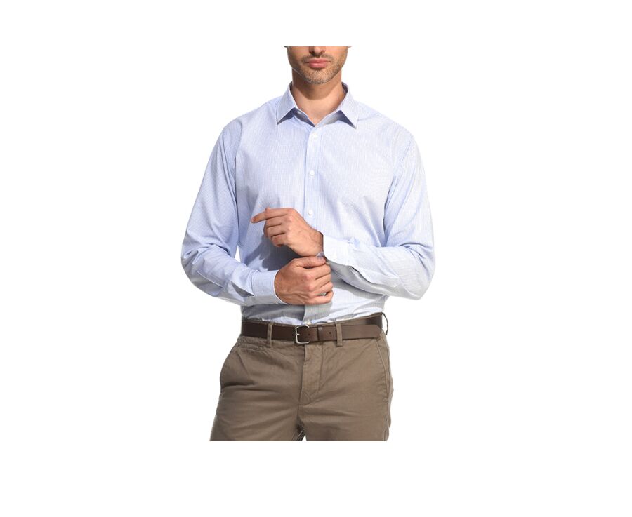 Chemise à carreaux fins blancs et bleus - MARTIN