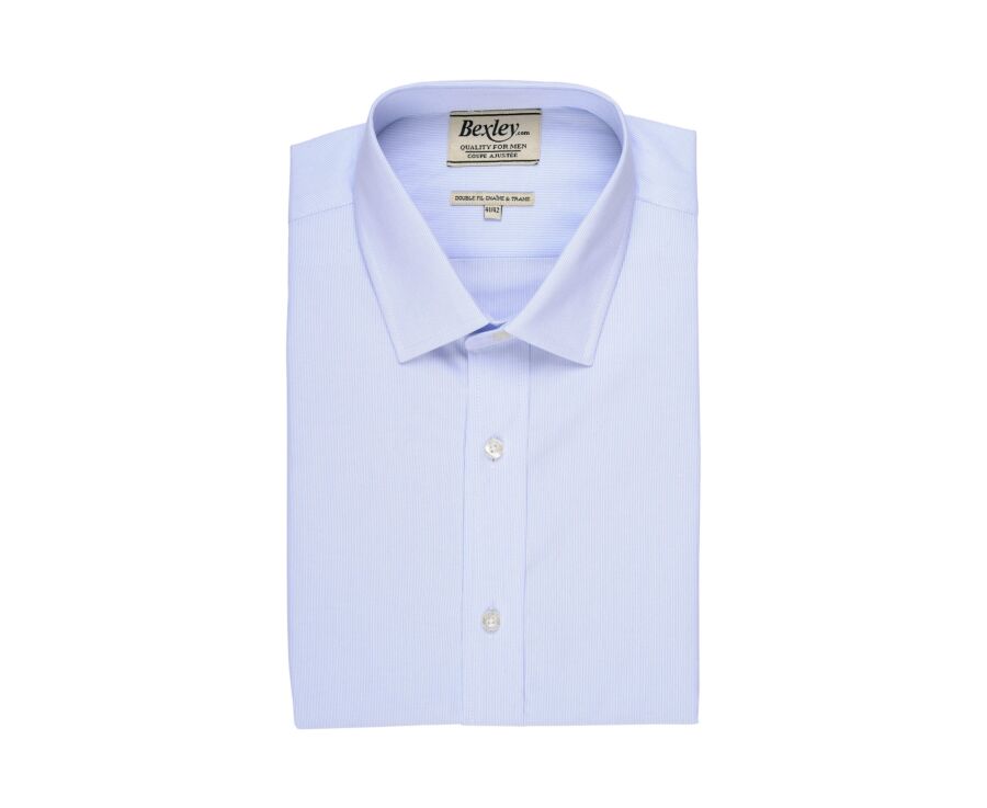 Chemise à fines rayures bleues - Col français - ANTOINE