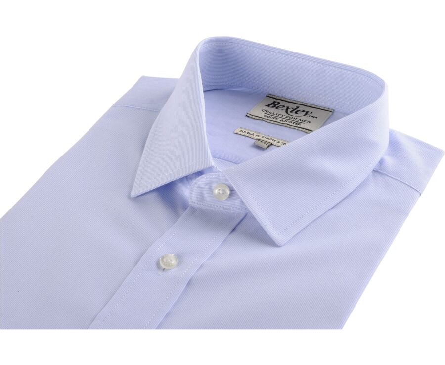 Chemise à fines rayures bleues - Col français - ANTOINE