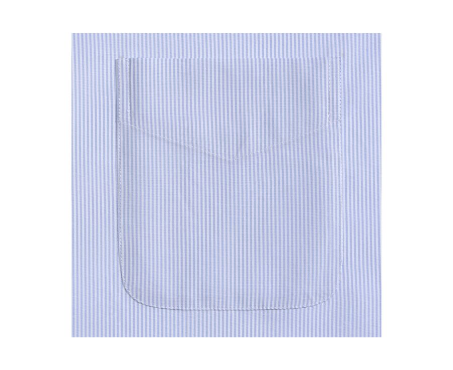 Chemise à fines rayures bleues poche poitrine - AUGUSTIN