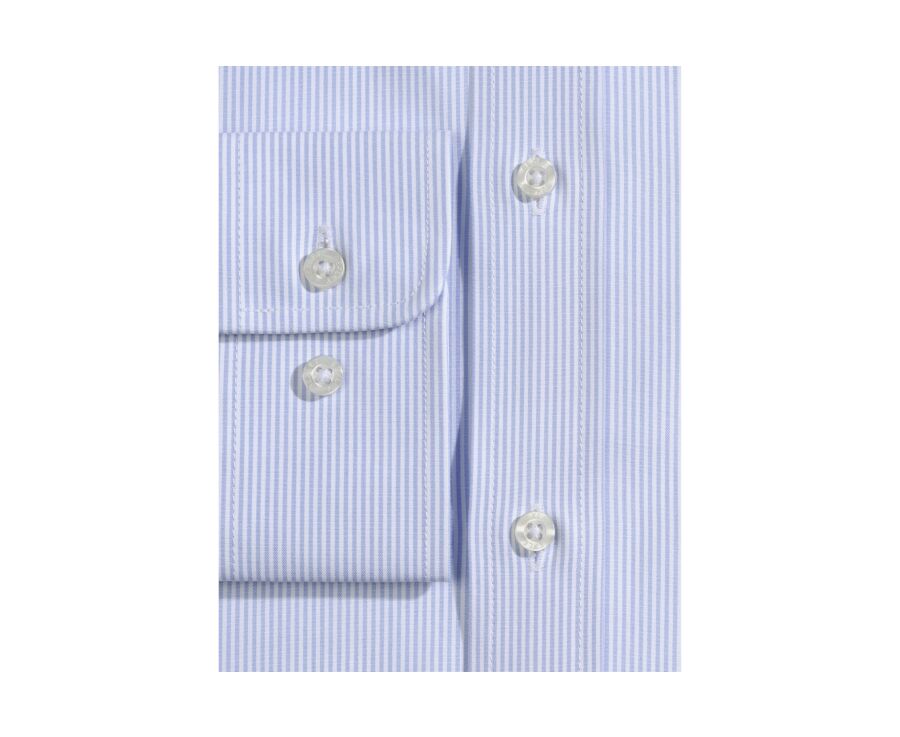 Chemise à fines rayures bleues poche poitrine - AUGUSTIN