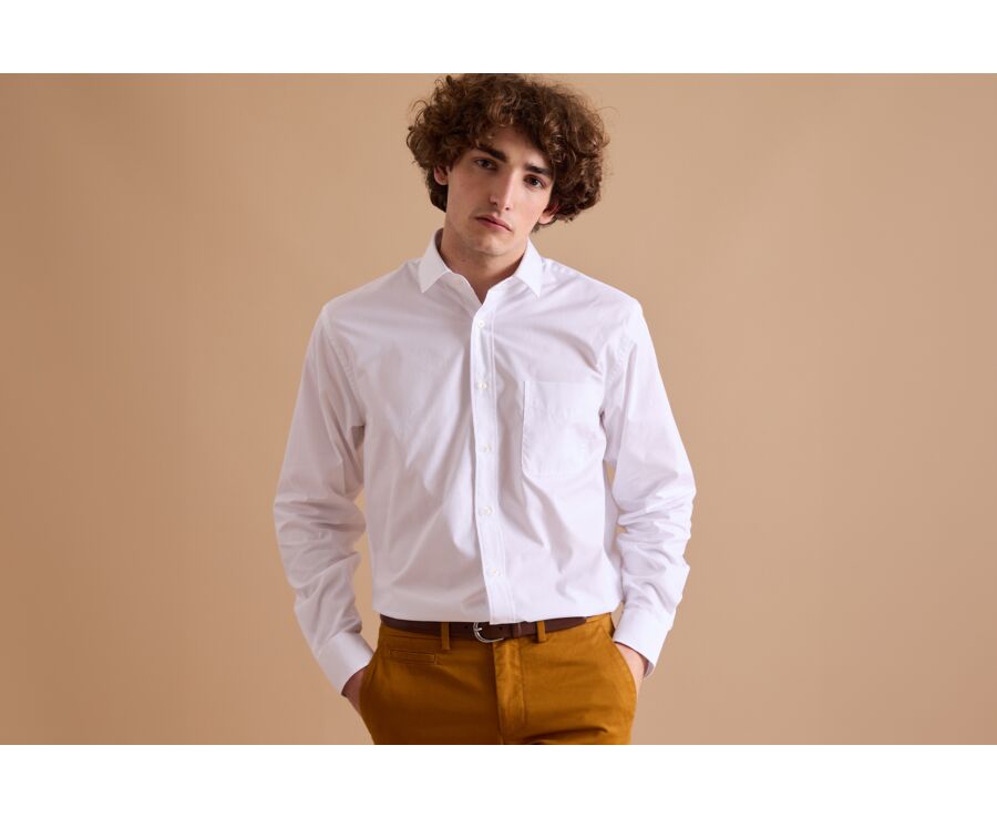 Chemise blanche en coton - Poche poitrine - ALBERT