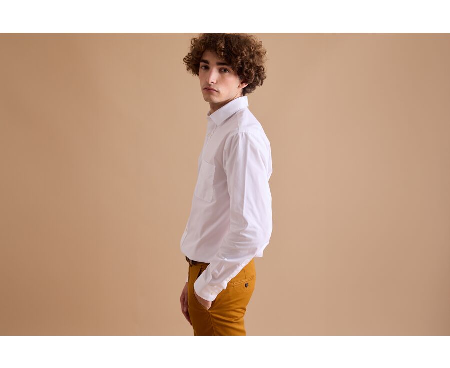 Chemise blanche en coton - Poche poitrine - ALBERT