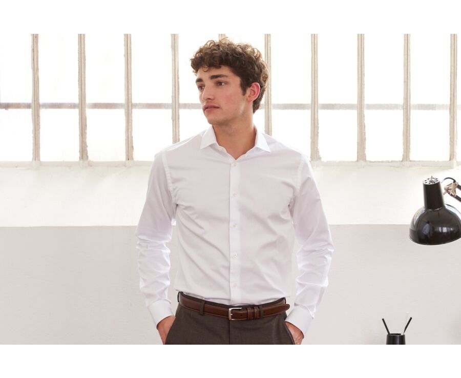 Chemise blanche coton twill double fil - GIORGIO