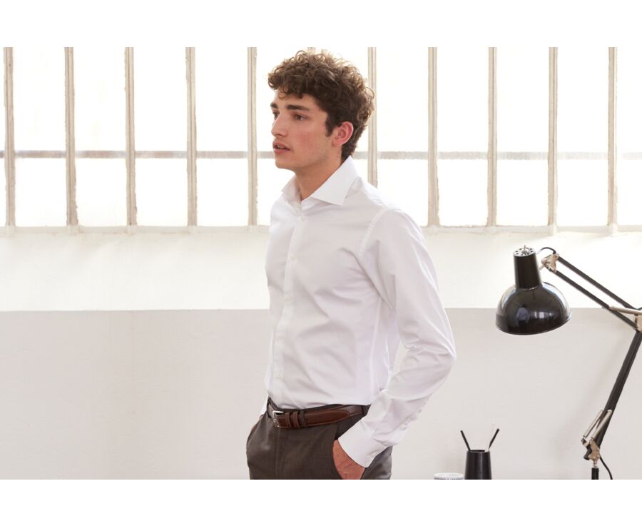 Chemise blanche coton twill double fil - GIORGIO