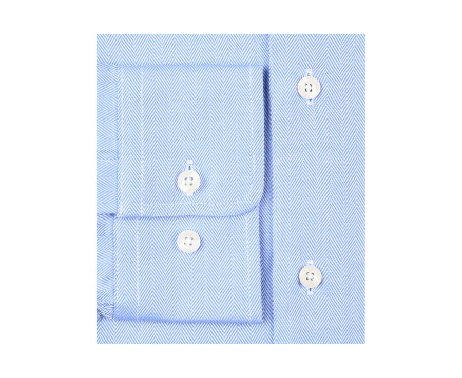 Chemise bleue twill chevrons - Col italien - LUIGI