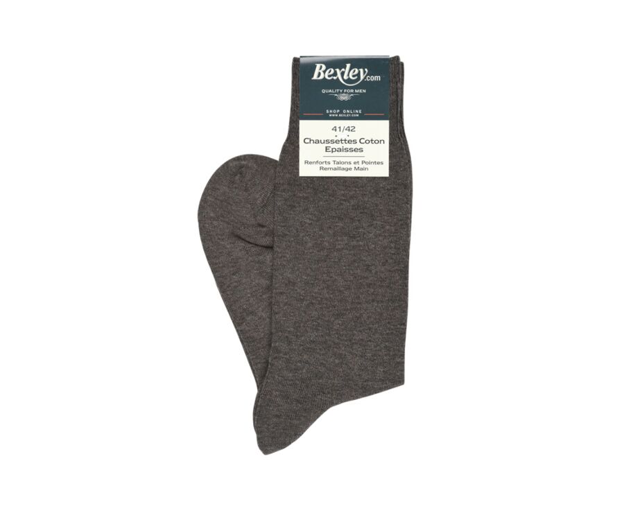 Chaussettes homme épaisses coton Chocolat Chiné