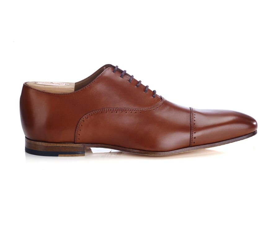Richelieu homme Cognac Foncé semelle cuir - STRESA