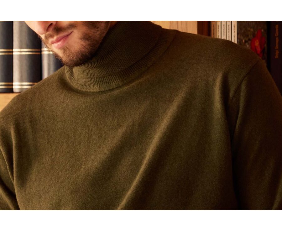 Pull col roulé homme laine Vert - EMERIC