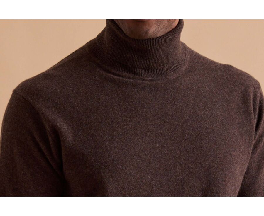 Pull col roulé homme laine Chocolat Foncé - EMERIC