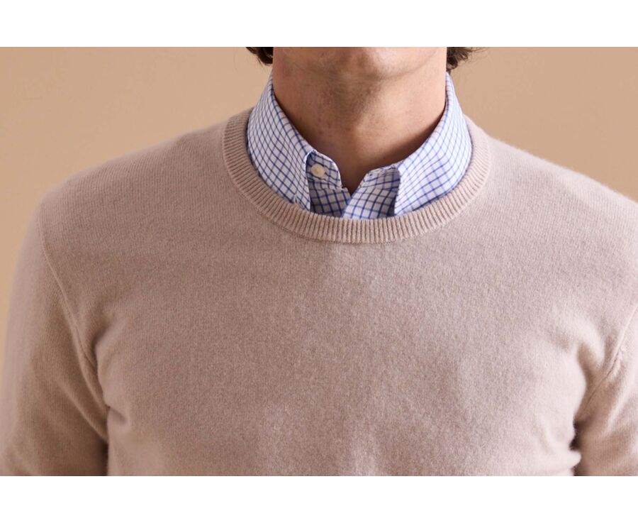 Pull col rond homme laine Beige Clair - CONAN