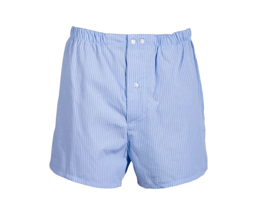 Boîte de 2 caleçons homme Bleu ciel rayé blanc / Blanc carreaux bleu - ELON