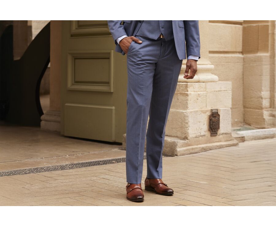 Pantalon de costume homme Bleu clair chiné - LAZARE