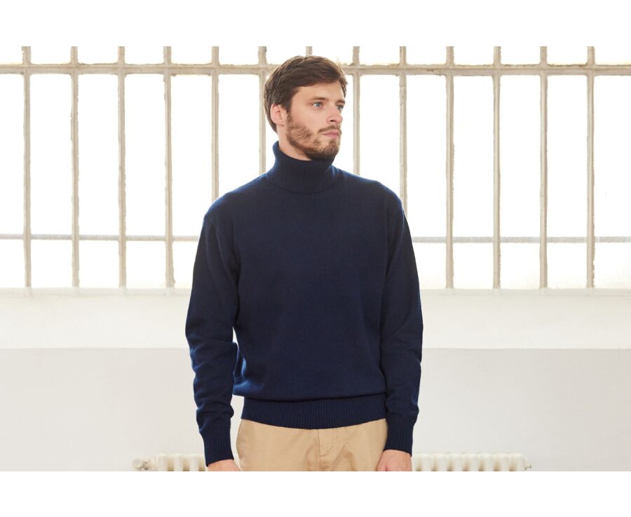 Pull col roulé homme Bleu Marine - KENNERIC