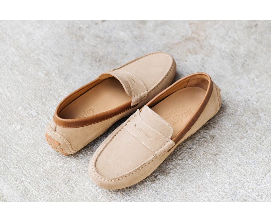 Mocassin Velours Beige & Châtaigne - FERGUSON