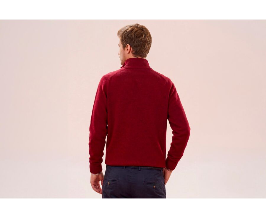 Pull homme laine col zippé Rouge Sombre - KENNETH