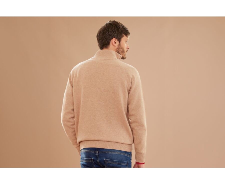 Pull homme laine col zippé Beige Chiné - KENNETH