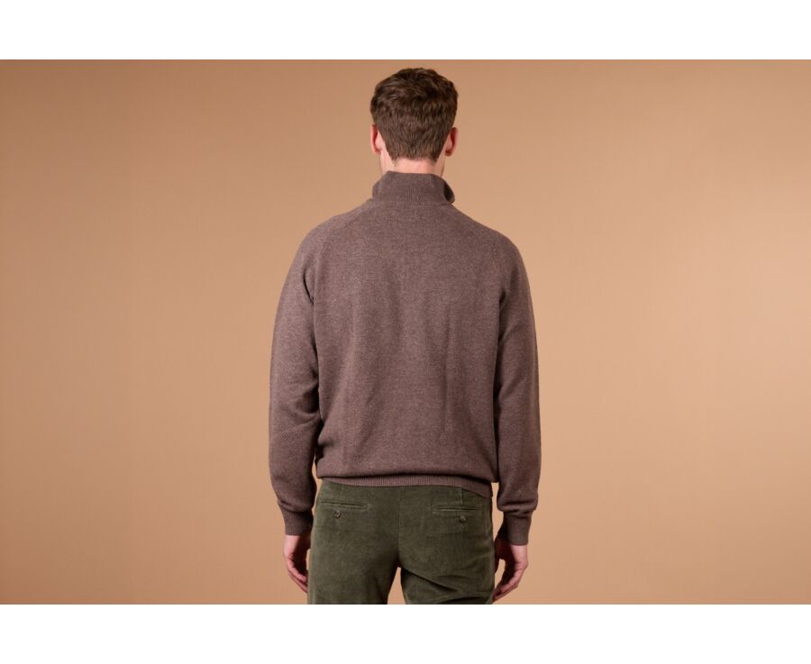 Pull homme laine col zippé Marron Brun - KENNETH