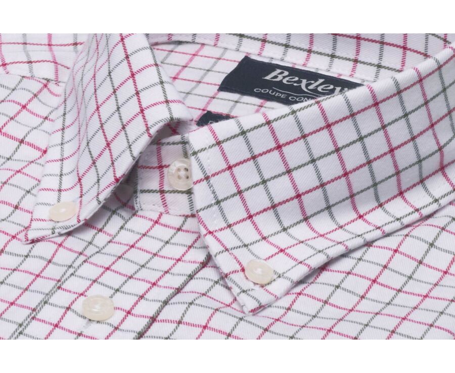 Chemise homme à carreaux rouge et vert en flanelle - LINDSAY