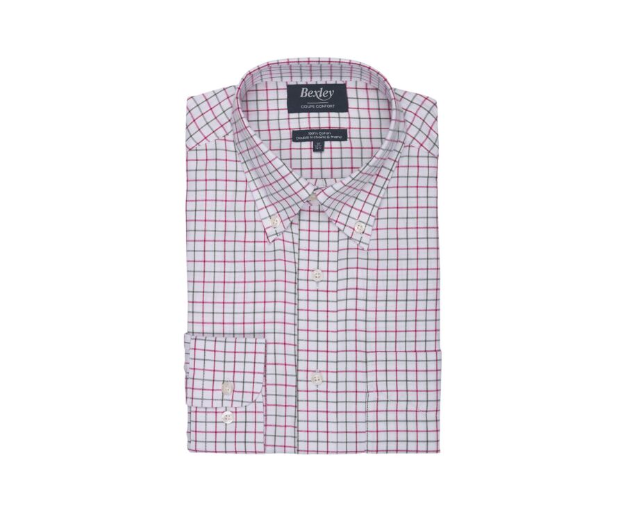 Chemise homme à carreaux rouge et vert en flanelle - LINDSAY