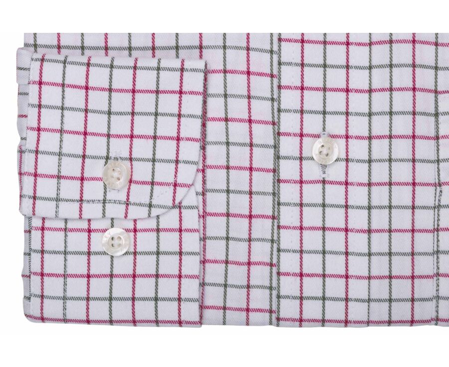 Chemise homme à carreaux rouge et vert en flanelle - LINDSAY
