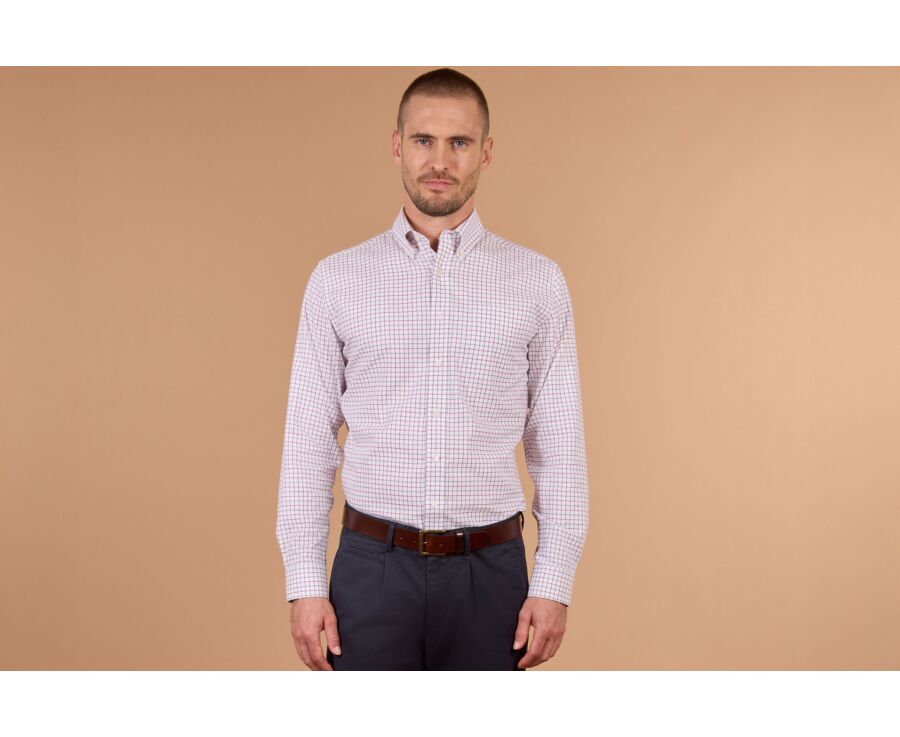 Chemise homme à carreaux rouge et vert en flanelle - LINDSAY