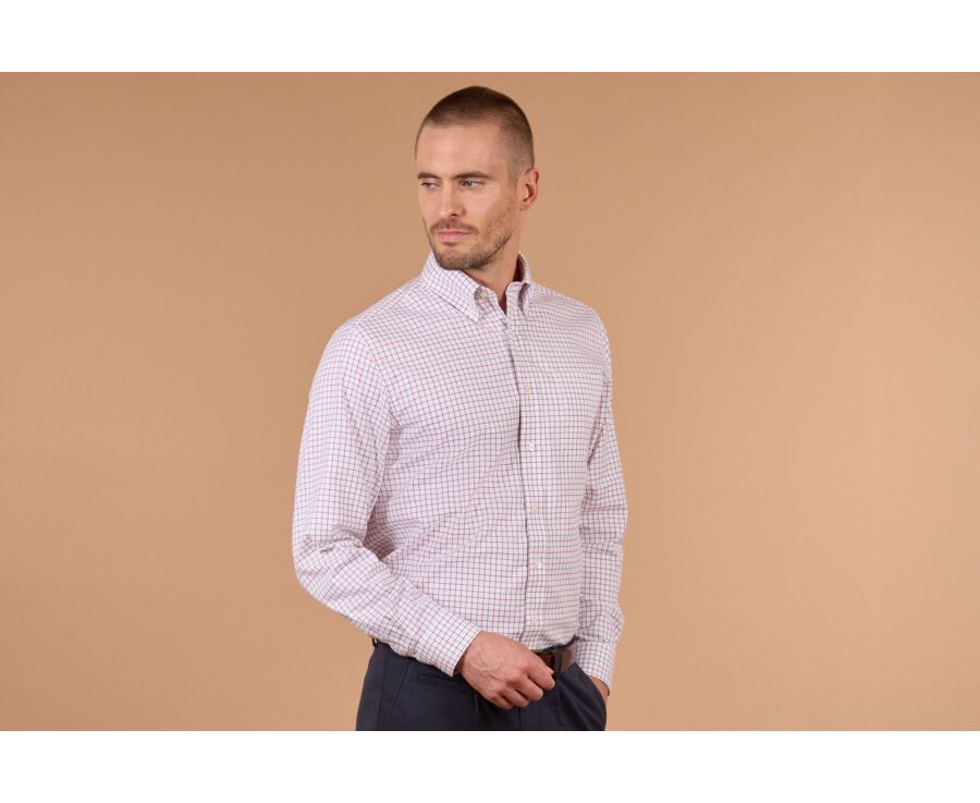 Chemise homme à carreaux rouge et vert en flanelle - LINDSAY