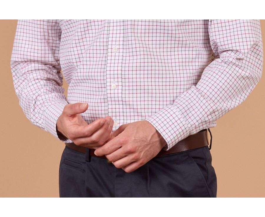 Chemise homme à carreaux rouge et vert en flanelle - LINDSAY