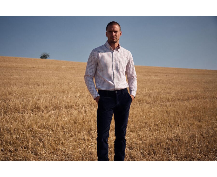 Chemise homme à carreaux rouge et vert en flanelle - LINDSAY