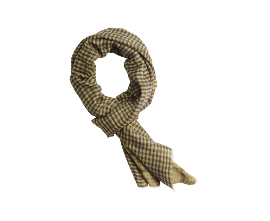 Écharpe Laine Homme Camel Navy et Vert