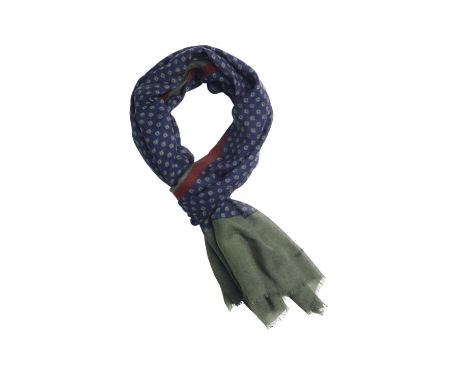 Écharpe Laine Homme Carreaux Marine Bordeaux et Vert