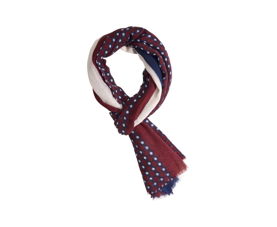 Écharpe homme en laine bordeaux et bleue