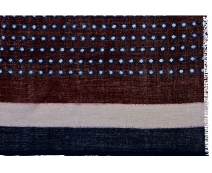 Écharpe homme en laine bordeaux et bleue