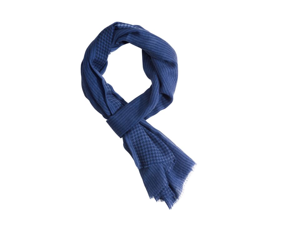 Écharpe homme en laine navy à motif noir