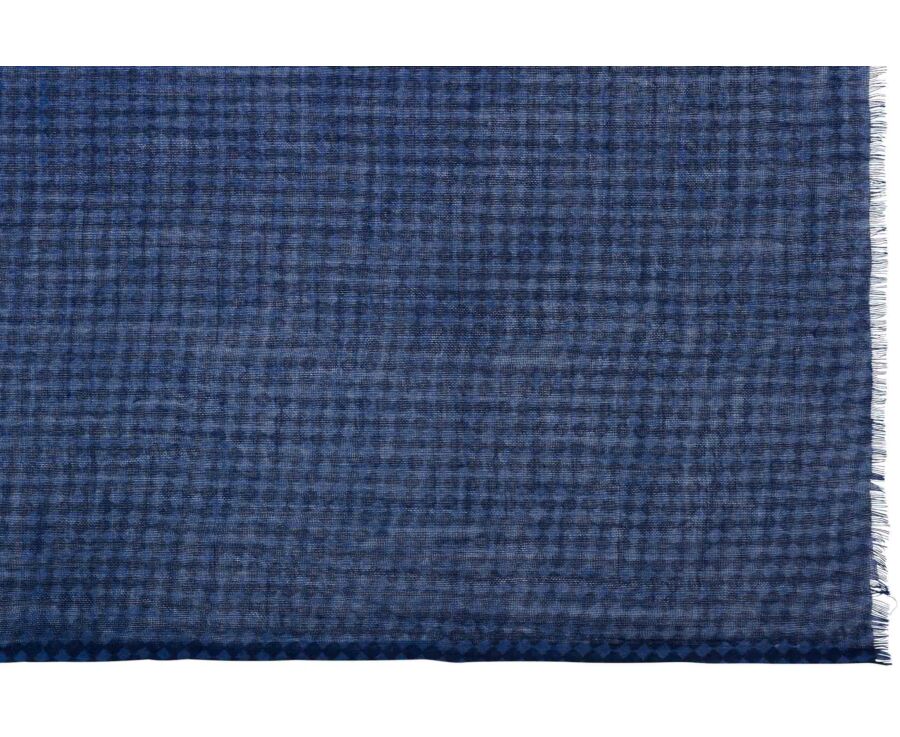 Écharpe homme en laine navy à motif noir