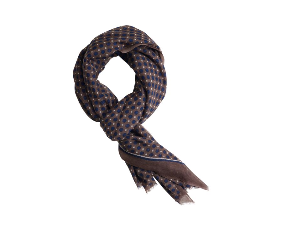 Écharpe homme en laine marron à motif navy