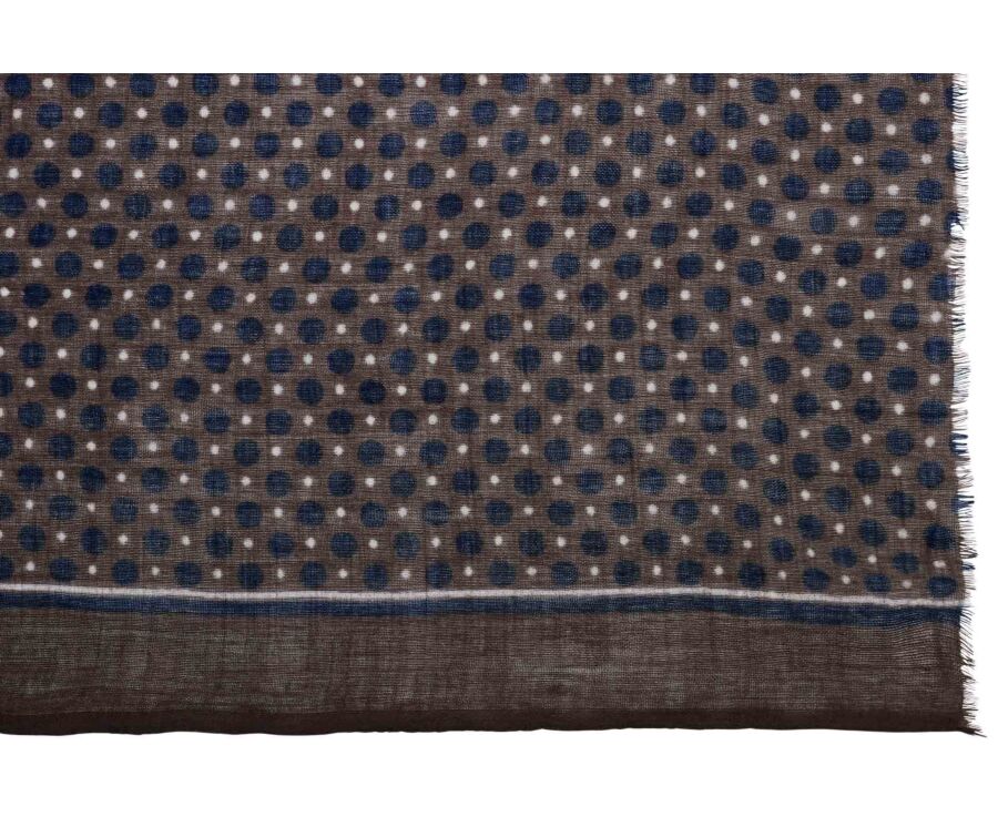 Écharpe homme en laine marron à motif navy