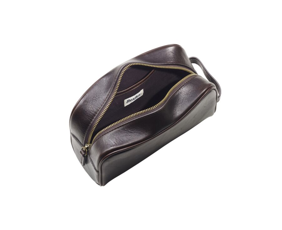 Trousse de voyage en cuir Chocolat Foncé
