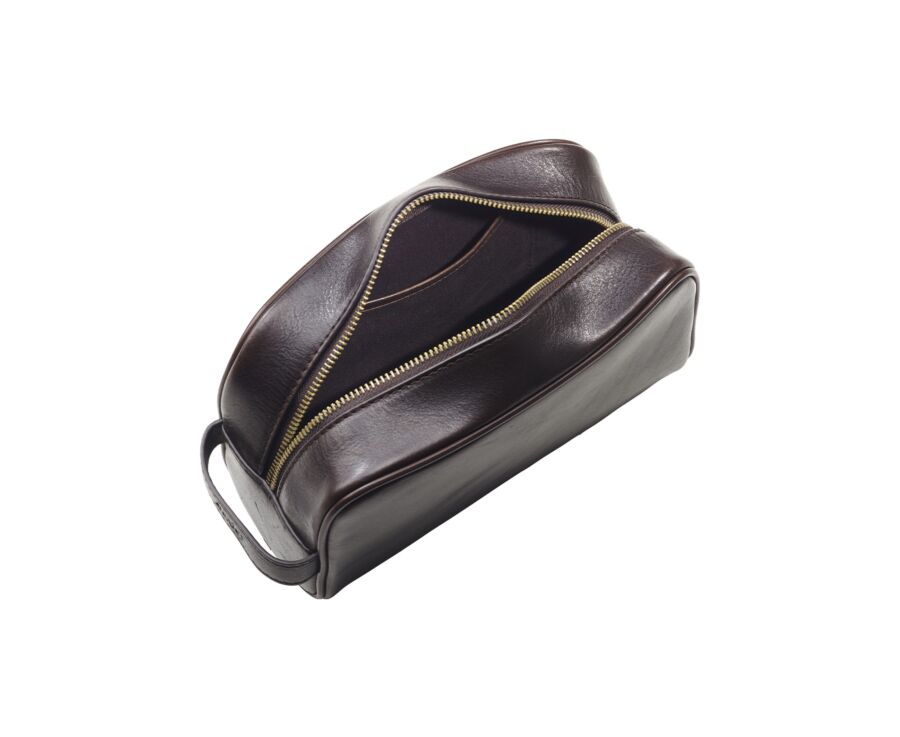 Trousse de voyage en cuir Chocolat Foncé