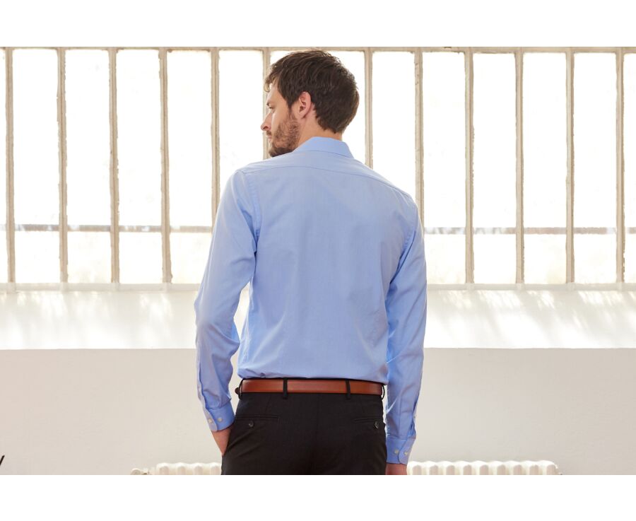 Chemise bleu ciel 100% coton - Col français - MAXIME CLASSIC