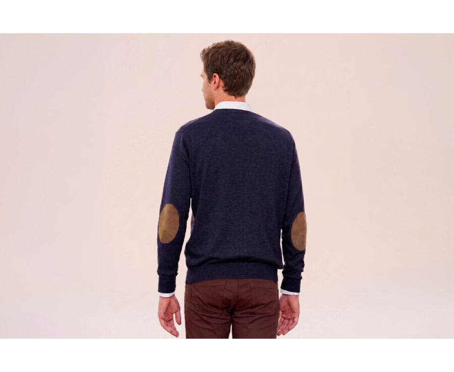 Pull fin coton bio/cachemire col V Navy - VADIM