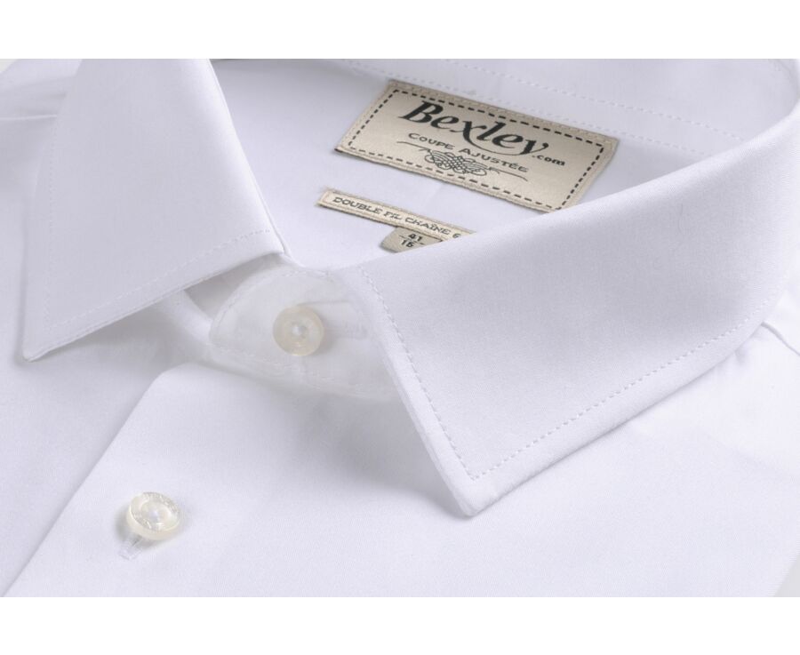 Chemise blanche coton popeline - Col français - LOUIS CLASSIC