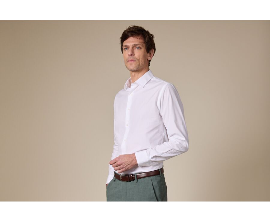 Chemise blanche coton popeline - Col français - LOUIS CLASSIC