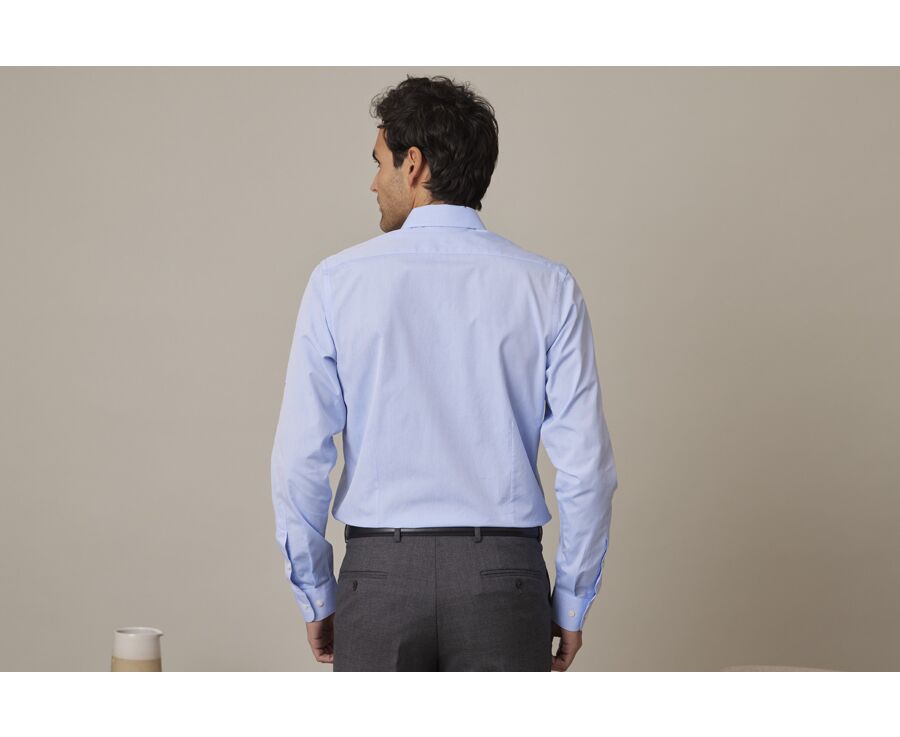Chemise Bleu coton - Col français - LOUIS CLASSIC