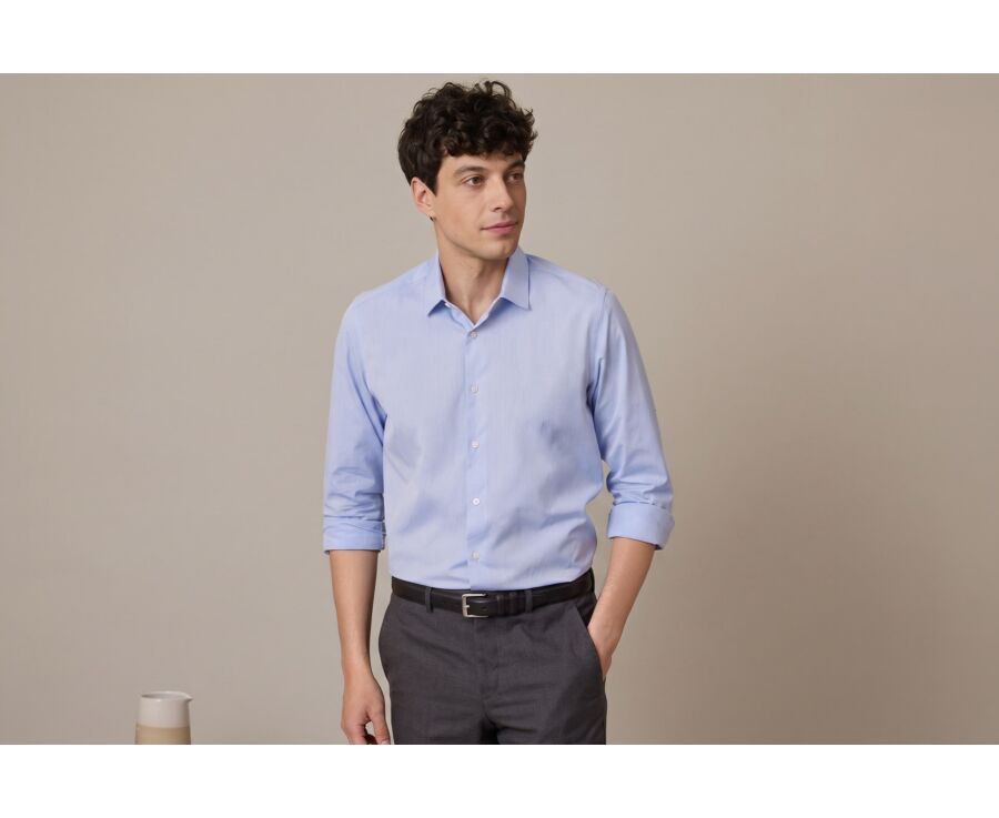 Chemise bleu ciel coton - Col français - LOUIS CLASSIC