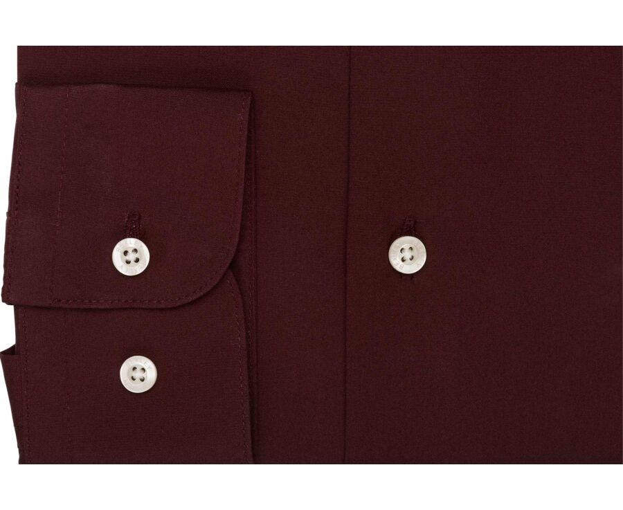 Chemise homme bordeaux unie en popeline - LOUIS CLASSIC