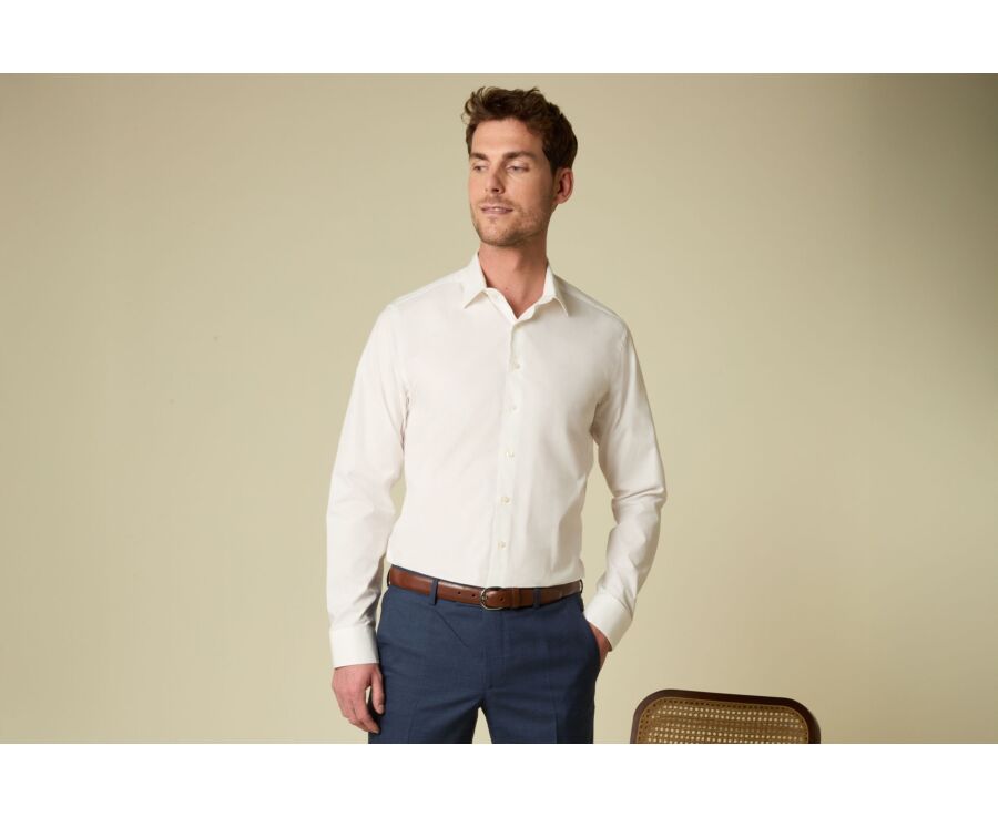 Chemise homme unie en popeline écrue - LOUIS CLASSIC