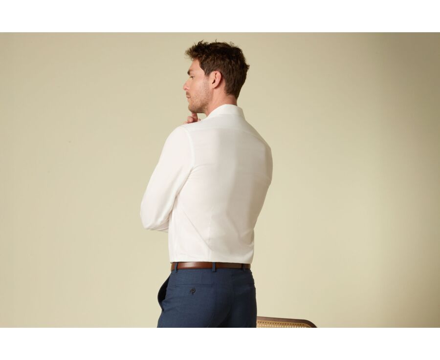 Chemise homme unie en popeline écrue - LOUIS CLASSIC