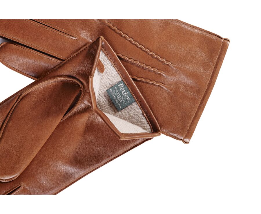 Gants homme en cuir d'agneau Cognac