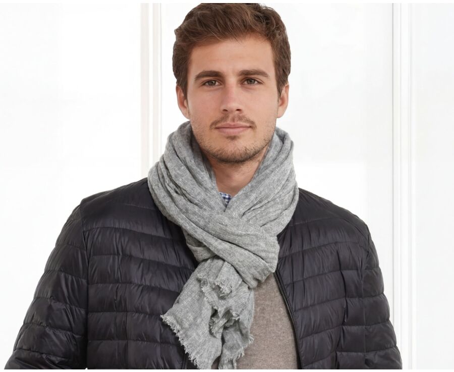 Écharpe fine Laine et Cachemire Gris Chiné